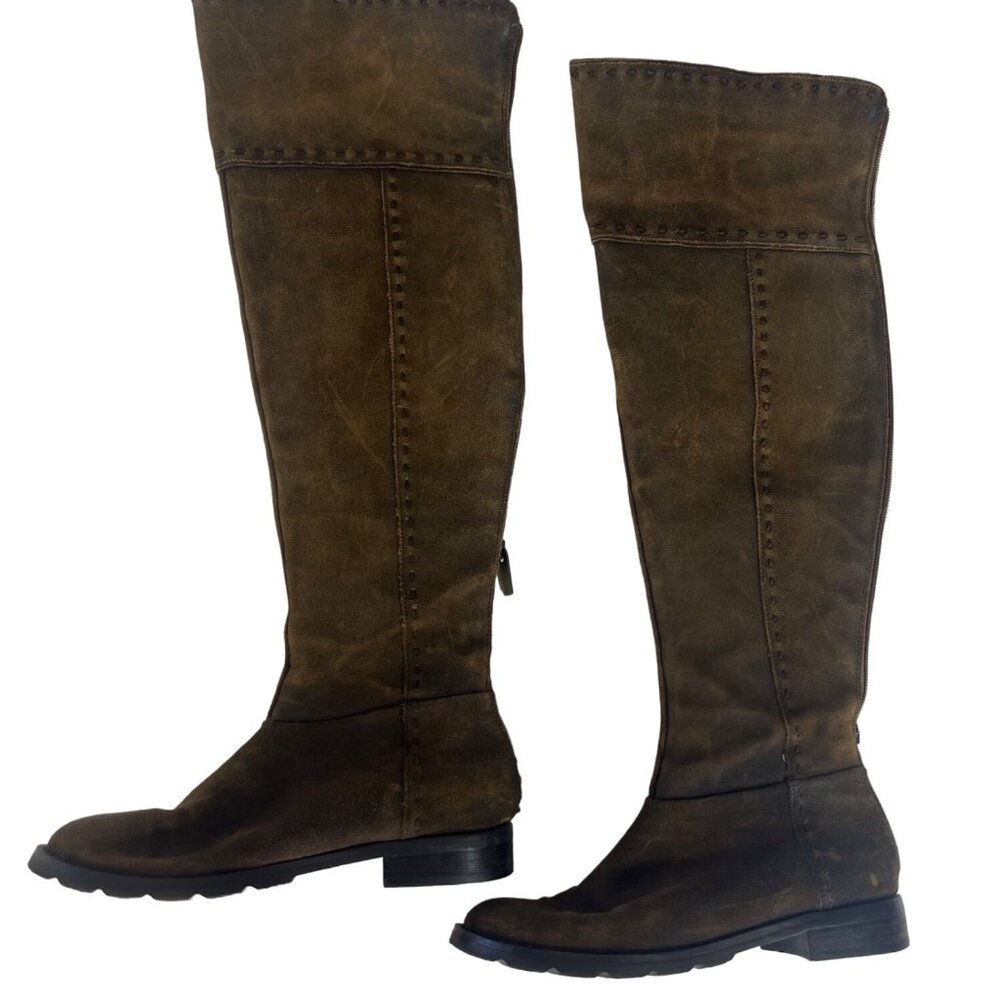 Adrienne Vittadini Leather Knee High Boots Womens Brown Size 6 M